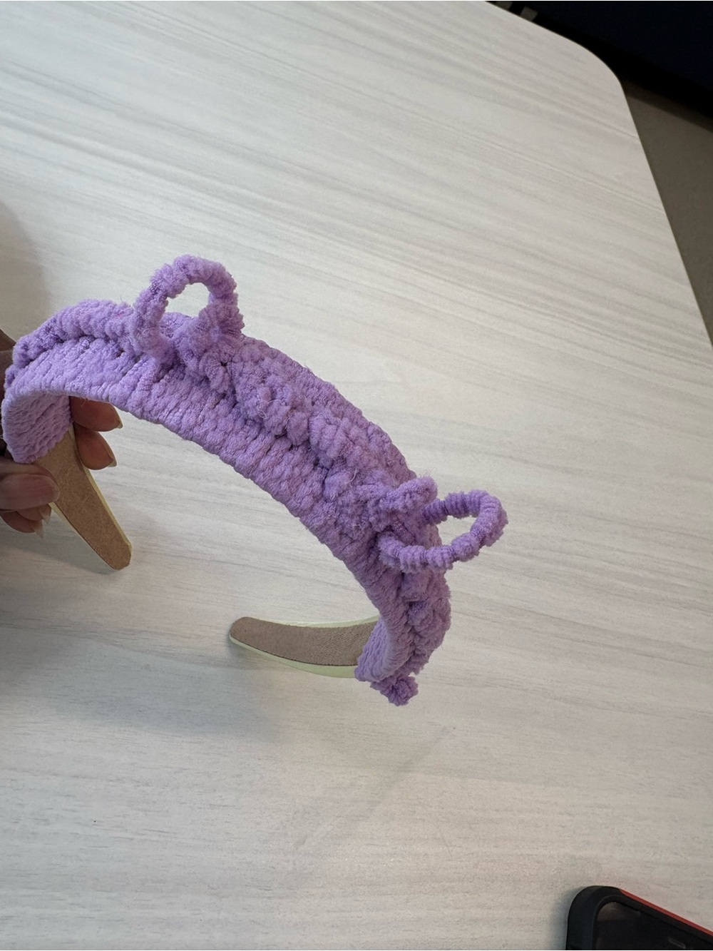 Kids Plush Lilac Headband with Decorative Loops handmade